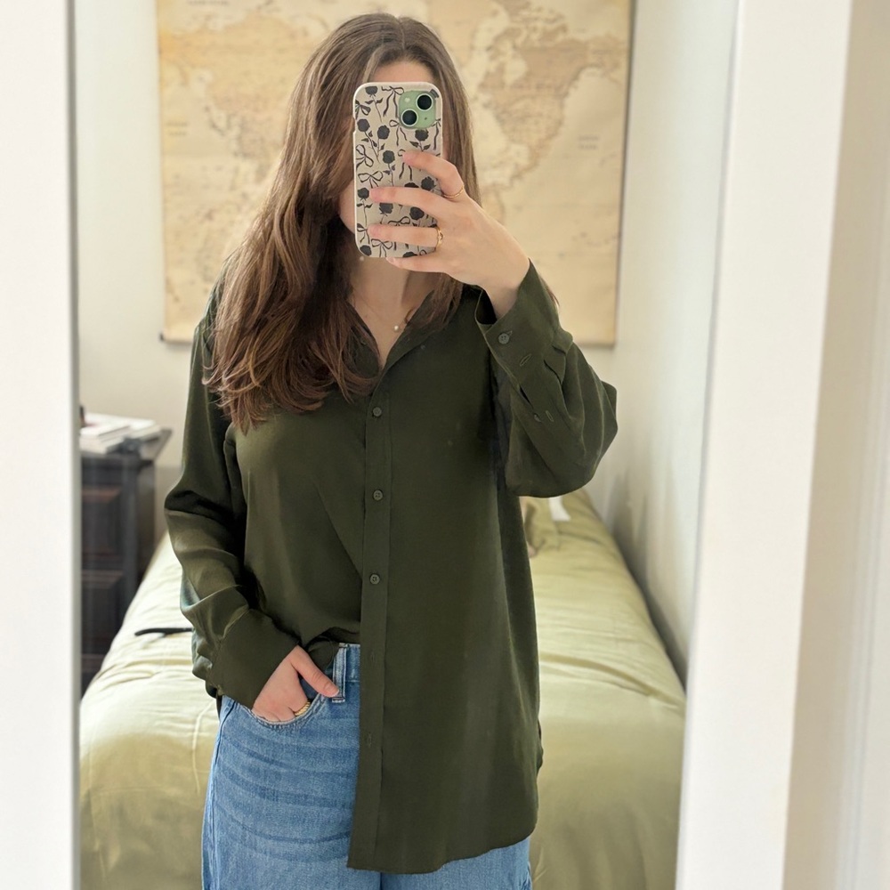 Banana Republic Dark Green Women's Button-Down Shirt